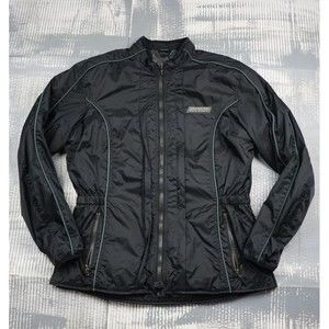 Olympia Moto Sports Jacket women Medium black liner reflective heat lining nylon